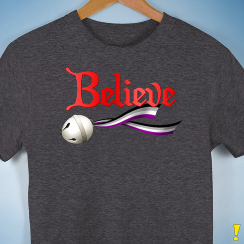 Believe Asexual Pride Jingle Bell Premium Unisex T-Shirt - Dark Grey Heather